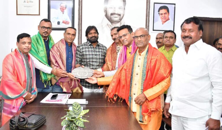 Minister Srinivasgood unveils logo of Mauritius Telugu Parliament on 75th anniversary