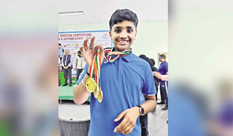 Sreejith scores gold hat-trick in Telangana shooting
